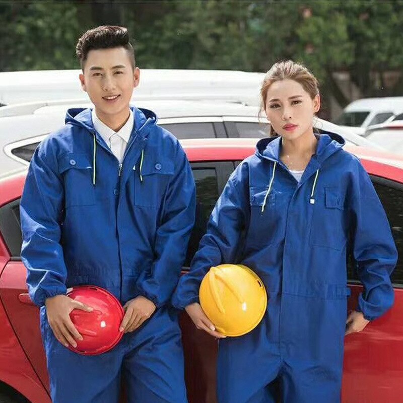 Women/Men Work Clothing One-piece Long Sleeve Coveralls Anti-fouling Dustproof Work Clothes For Repairing Painting Engineering: Blue / XXXL