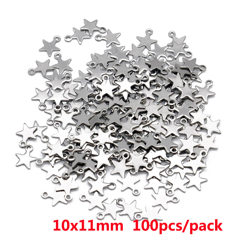 20/100pcs/lot 9x10mm Stainless Steel Star Moon Charms Pendants Star Floating Charm for DIY Necklace Jewelry Making Findings: BROWN