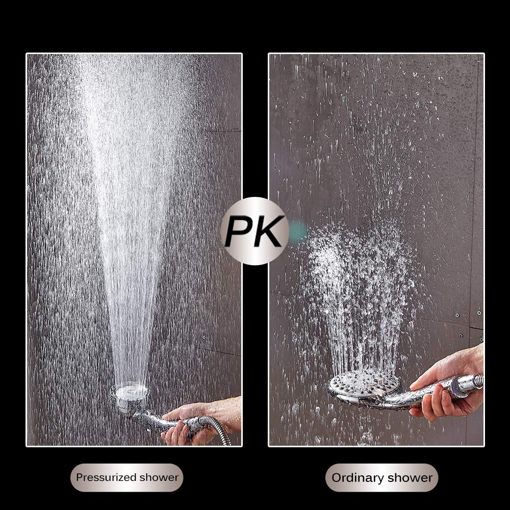 Bathroom Shower Head Stop Button High Pressure 3 Spary Setting Rainfall Jetting 360 degree Adjustable Hand Shower Head