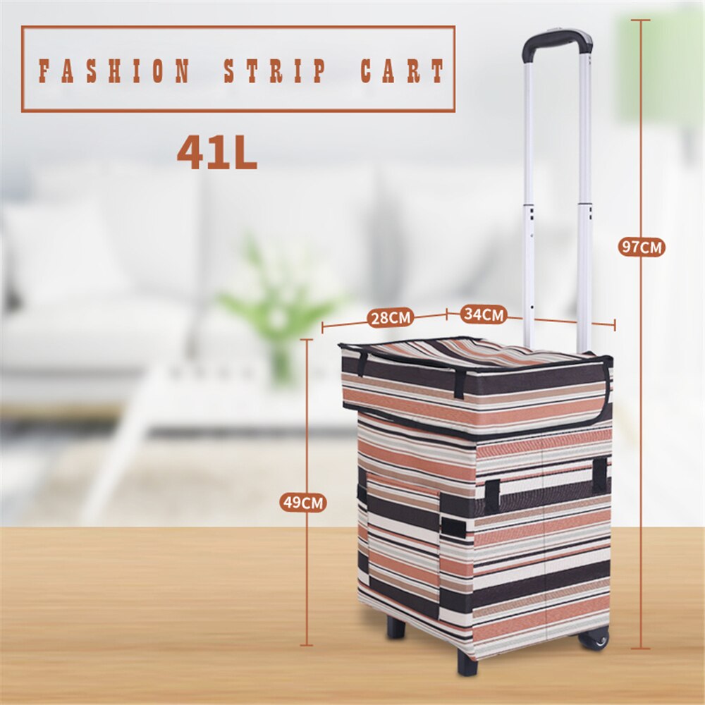 B-LIFE Shopping Cart Super Loading Grocery Foldable Cart with Extra Large Shopping Bag Laundry Utility Cart Bonus Adjustable: Grey