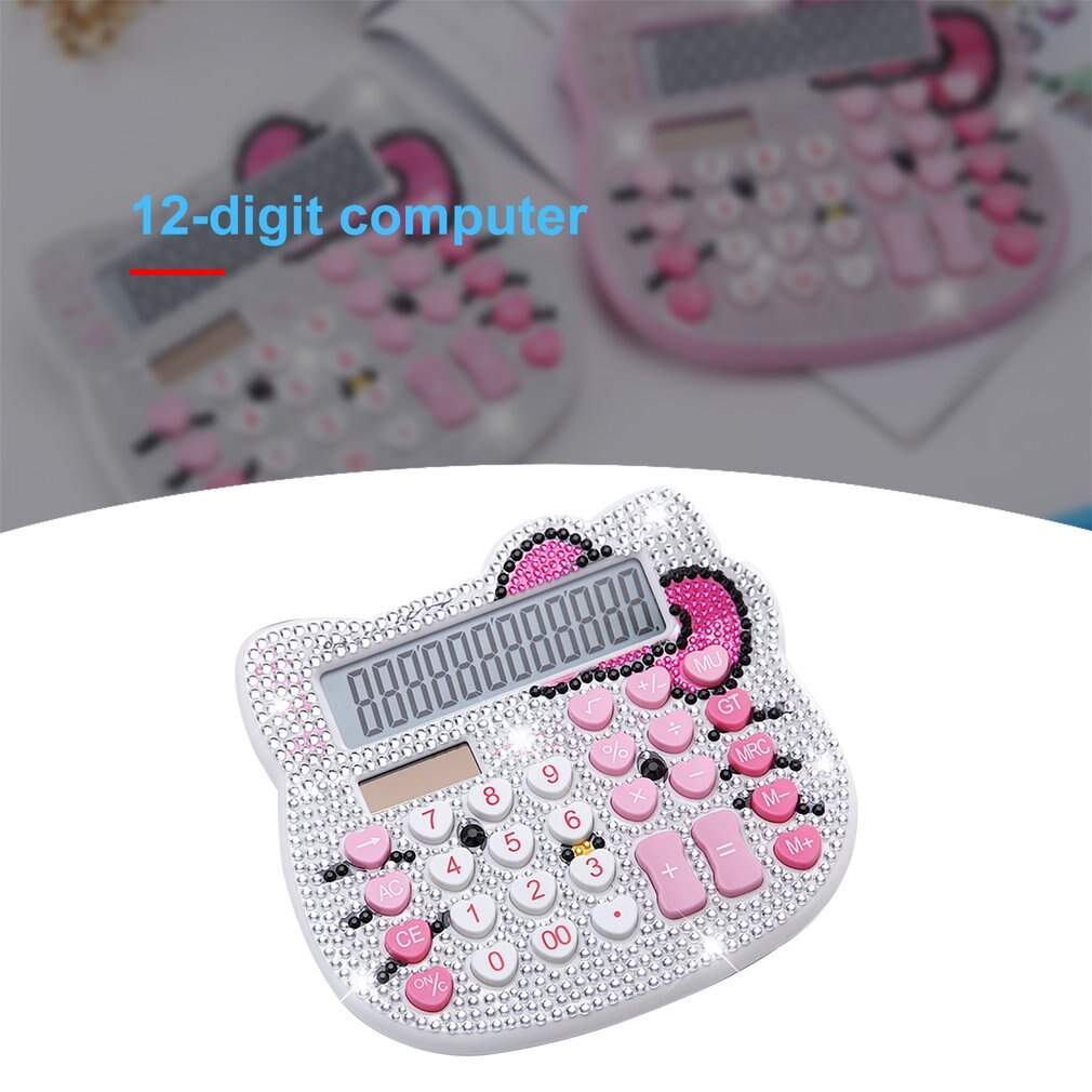 Strass cristal diamante mini calculadora de plástico moda energia solar calculadora estudante escritório papelaria