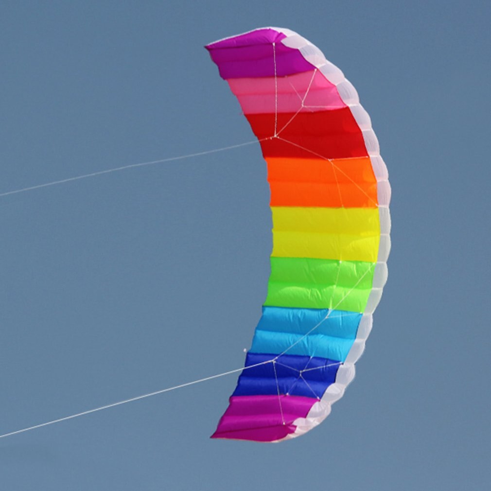 Regnbåge Dual Line Kitesurfing Stunt Parachute Mjuk Parafoil Kite - Stor Strandflygleksak för Nybörjare: 2m