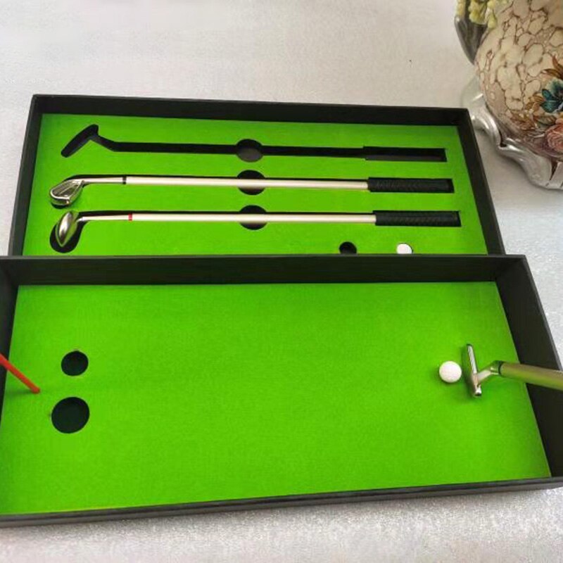 Golf Pen Set Mini Desktop Golf Ball Pen Set with Flag Ballpoint Pens 2 Balls ED889