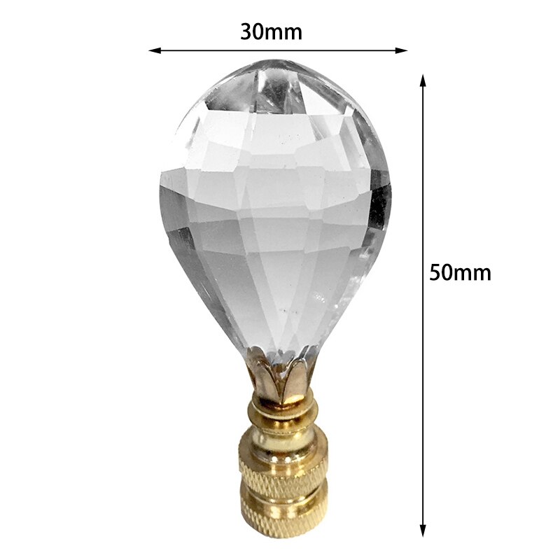 4 Pack Clear Faceted Crystal Lamp Finials Teardrop Shape Crystal Lamp Finials with Polished Copper Base for Lamp Shade