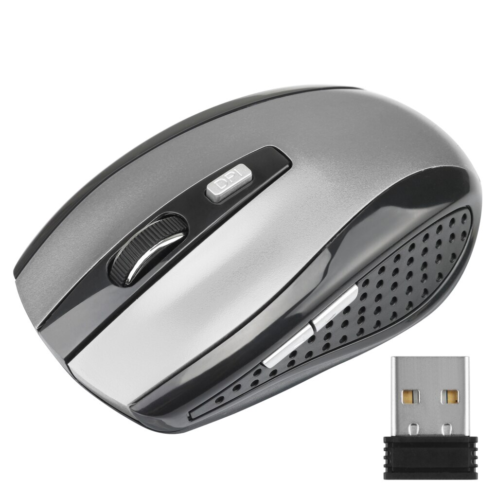 Souris professionnelle DPI 2.4GHz souris sans fil 6 boutons souris de jeu souris sans fil Gamer avec récepteur USB pour ordinateur portable: grey