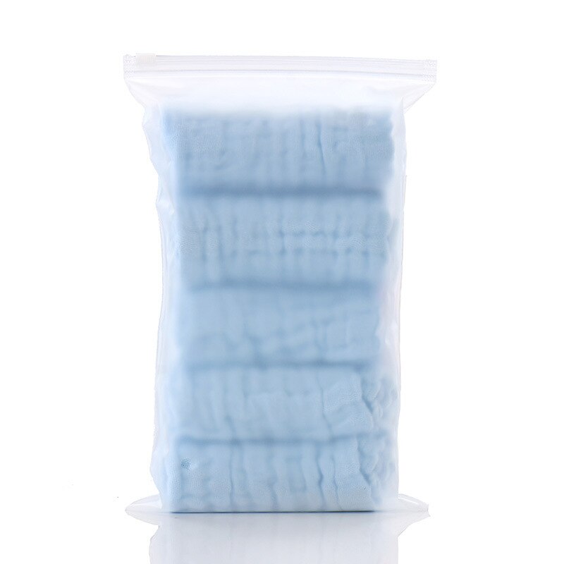 5 st/lot 100%  fyrkantig bomullshandduk muslin babyprylar för nyfödda gasväv babyservetter tvätta trasor babyhandduk och tvättlappar: Blå