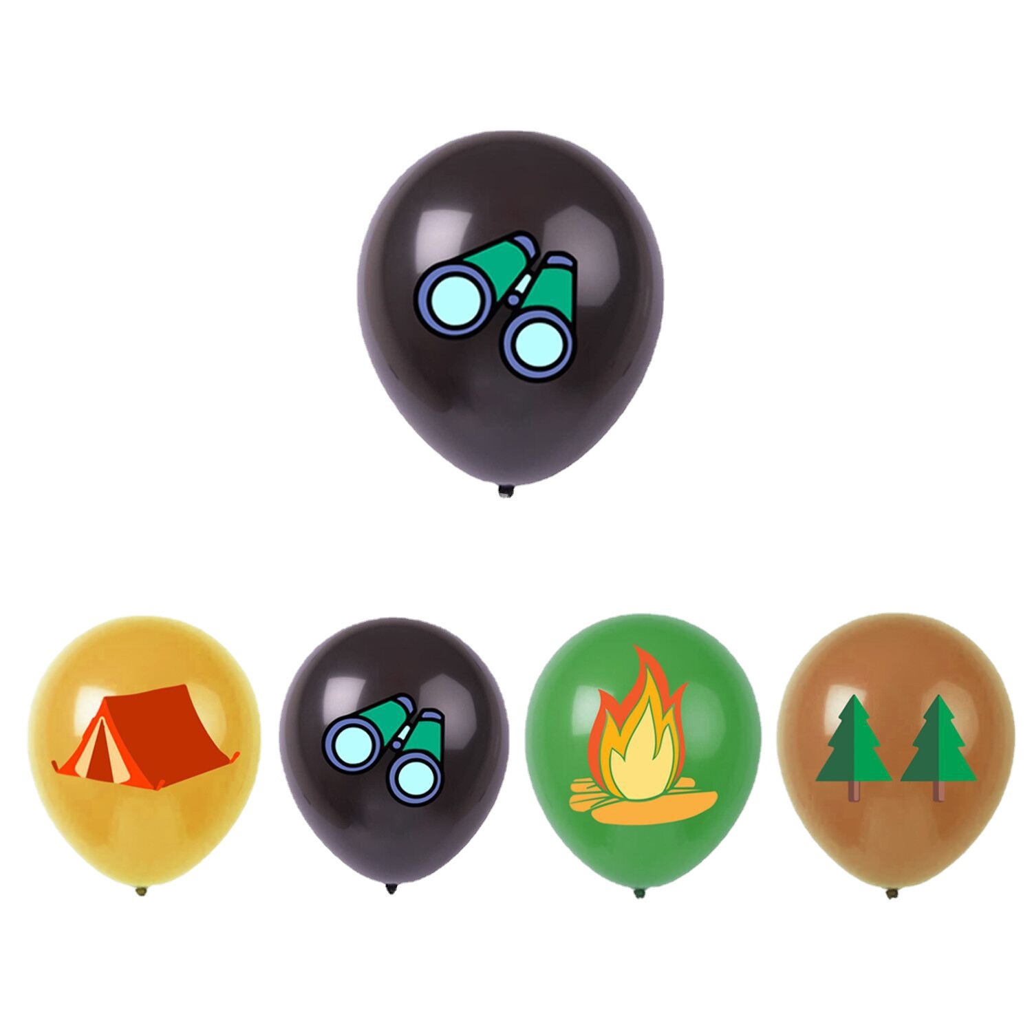 Camping Theme Party Decoration 12inch Latex Balloons Happy Camper Banner Cake Topper Sign Balloons for Birthday Party Supplies