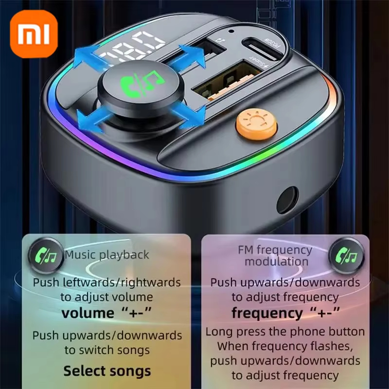 Xiaomi FM Sender Bluetooth 5.3 Freisprecheinrichtung Auto AUX Radio Modulator MP3 Player mit Schnellladeadapter Autozubehör