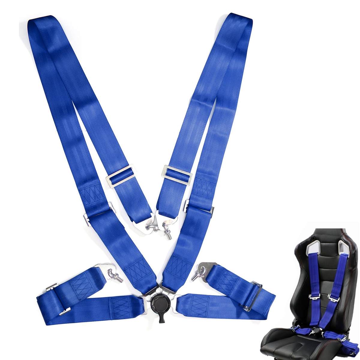 Tävlingsbälte sport racerbil 4 punkts camlock racing säkerhetsbälte rem nylon sele blå svart röd grön