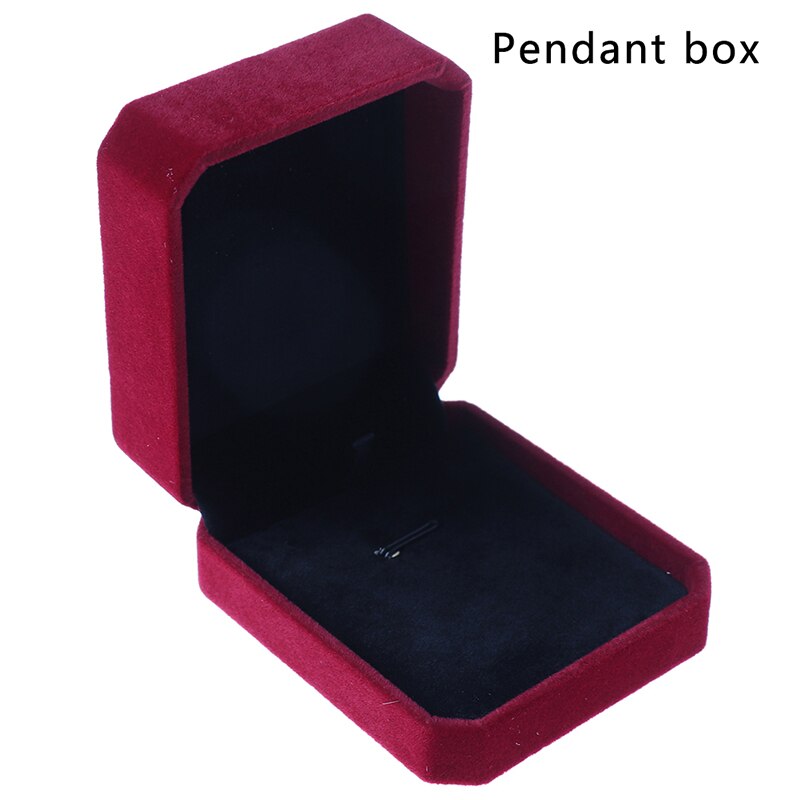 1pc fløjls præsentationssmykker ring halskæde vedhæng udstillingsboks emballage og opbevaring: Rød hængende kasse