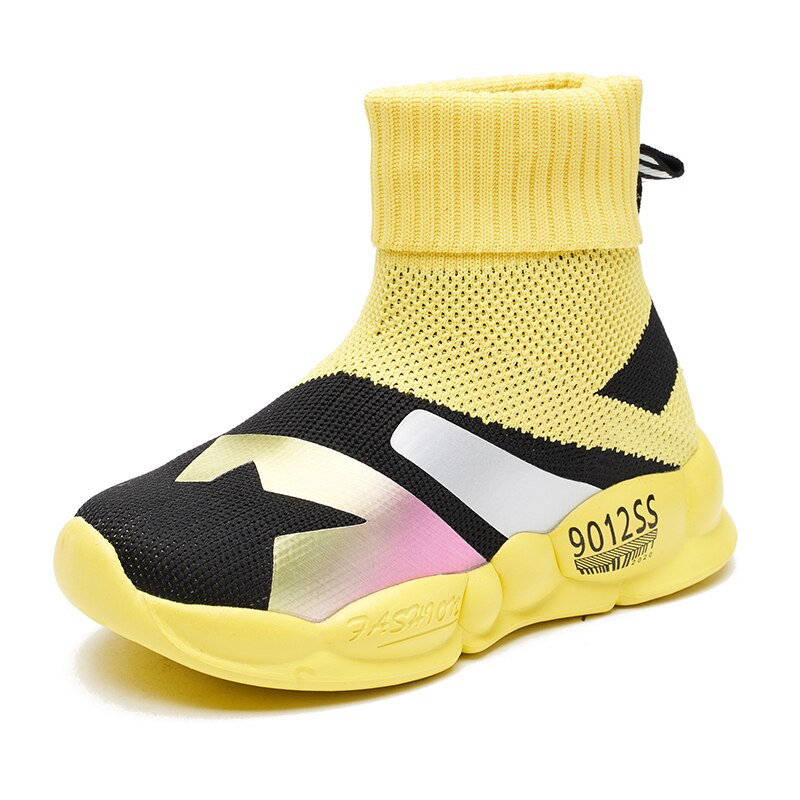 Spring Kids Sneakers Voor Meisjes Kinderen Casual Schoenen Meisje Slip-On Ademend Kinderen Sokken Schoenen 2022 Casual Sport Schoenen meisjes: YELLOW / 31