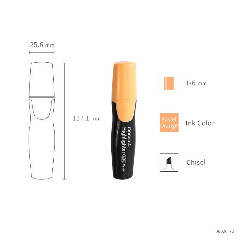 Monami 604 Pastel Color Highlighter Pen Mild Colors Marker Liner Highlighting Drawing Painting Office School Supplies A6088: Pastel Orange
