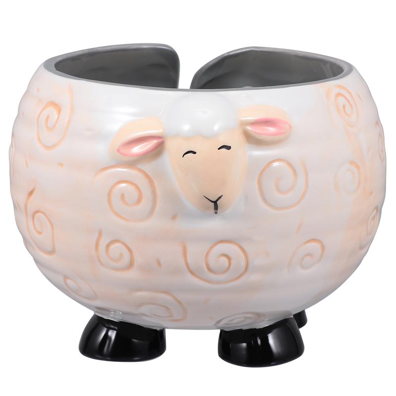 Ceramic Yarn Bowl Yarn Storage Bowl Organizer Knitted Crochet Wool Storage Bowl Cute Fun Sheep-Shaped Wool Storage Bowl