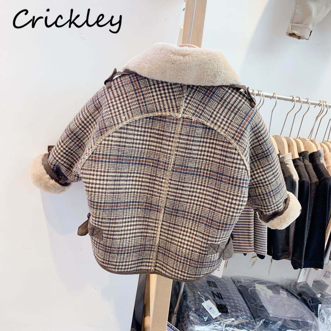 freundlicher Mantel Plaid aufbringen Woll Mantel für Jungen Mädchen Winter Warme Plüsch Faux Pelz freundlicher Jacke Kleinkind Kurzen Mantel