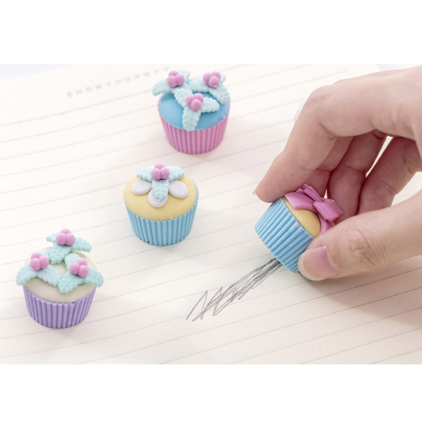 4 pcs/lot mignon fantaisie Dessert gâteau crayon gommes pour bureau école enfants prix écriture dessin étudiant