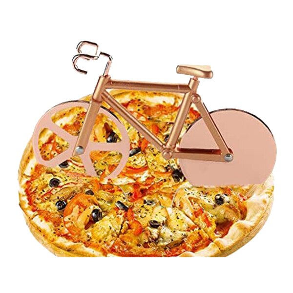Pizza Cutter,Bicycle Pizza Cutter,Pizza Slicer Dual Wheel,Sharp Blades Slicer for Pizza Lovers - Stainless Steel,Gold