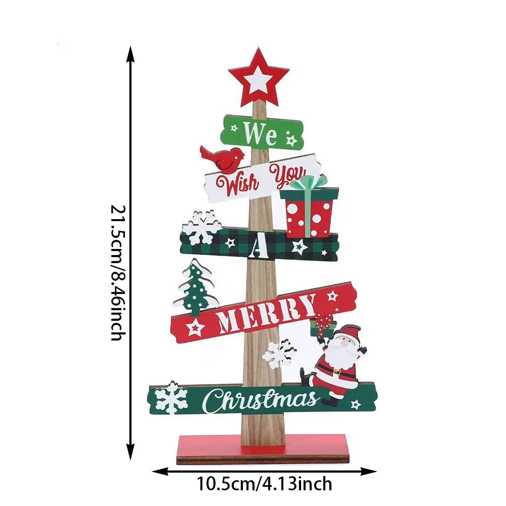 Runtowo 1 Stück Holz-Weihnachtsbaumschmuck Weihnachtsmann Schneemann 2026 Frohe Weihnachten Heimdekoration Neujahr Tischdekoration Navidad