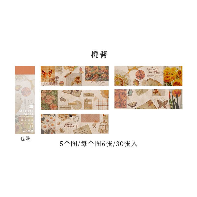 30 kpl läpikuultava lakmuspaperi koriste scrapbooking materiaali paperisuunnittelija tee itse päiväkirja albumi kollaasi etiketit askartelutarvikkeet: A