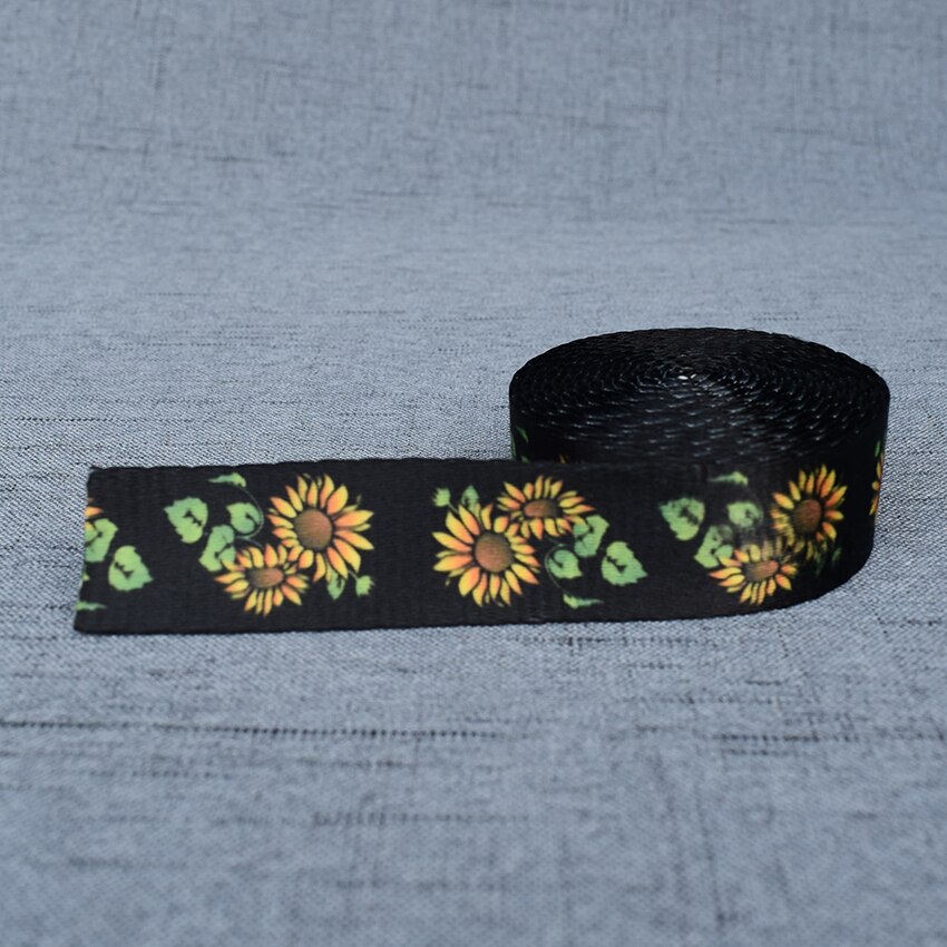 Ruban de sangle 5 Yards de largeur 25mm, sangles en corde pour chien, collier pour animaux domestiques, harnais, sac à dos, Textile, vêtements, accessoire: Sunflower