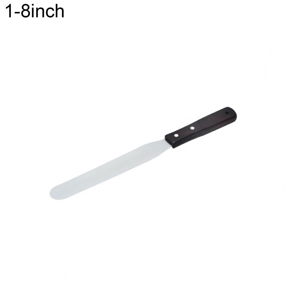 1pc Kuchen Spachtel Backen Schaber Holzgriff Edelstahl Palette Messer Schaber Kuchen Dekorieren Werkzeug Backformen Backen Werkzeug: 8Zoll 1