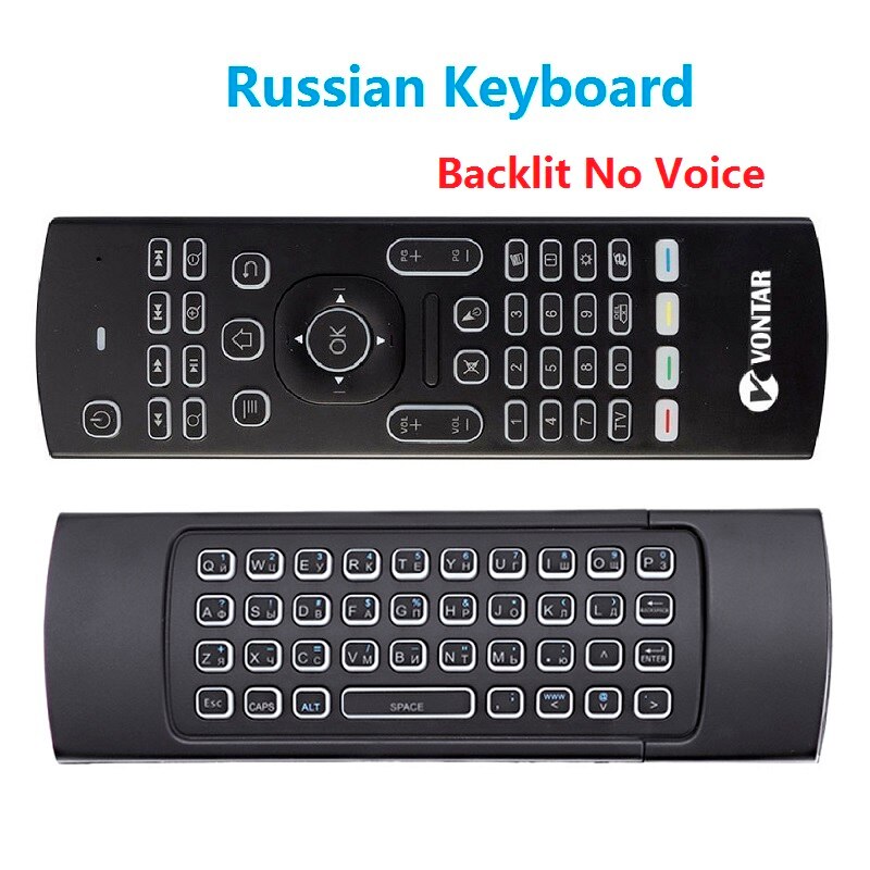 VONTAR-teclado inalámbrico MX3 Pro para Android TV Box, periférico con retroiluminación, 2,4G, Control remoto, aprendizaje IR, Fly Air, ratón, X92, X96: RU Backlit no Voice