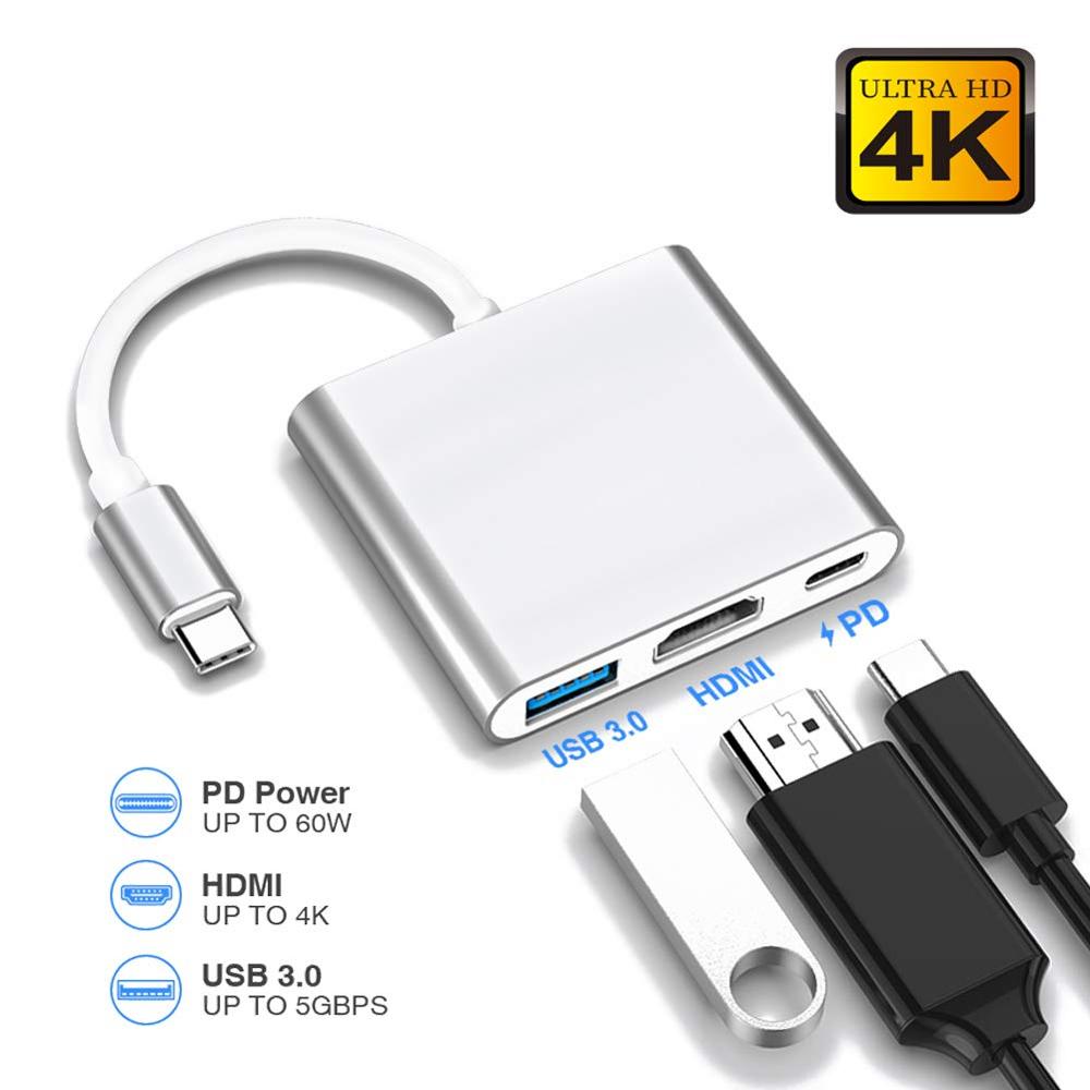 LYBALL Typ C zu HDMI Multiport Konverter mit USB 3.0 Port und USB C Lade Port für MacBook/Chromebook Pixel /Huawei/Samsung