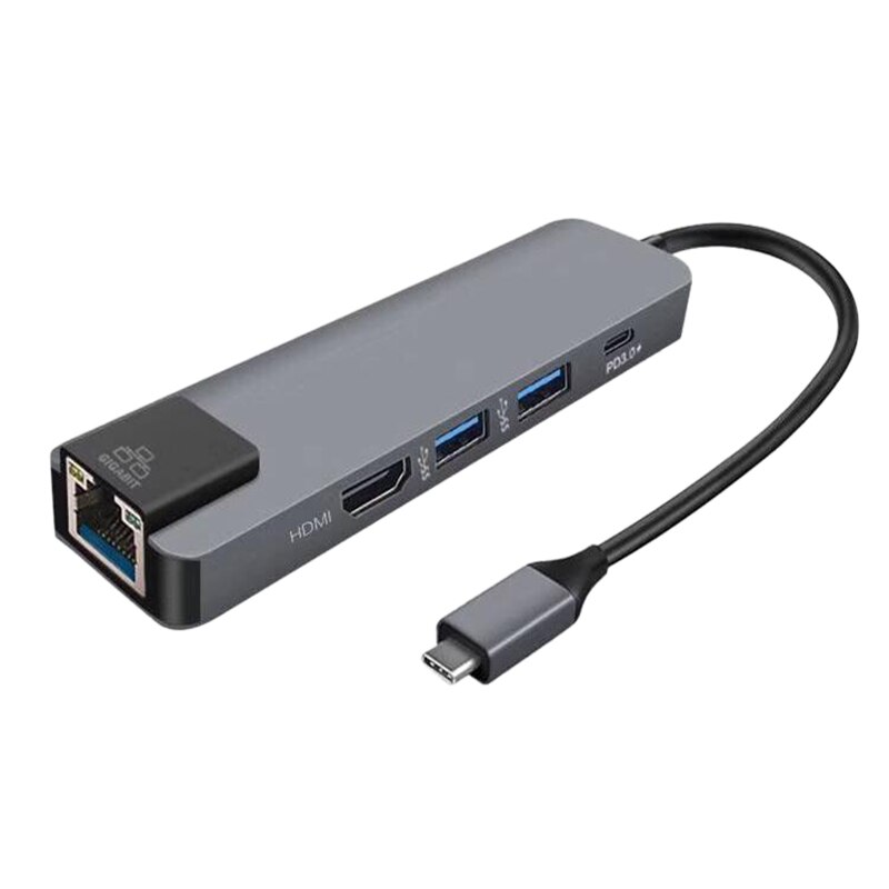 Usb cタイプcハブusb 3.0 hdmi pd充電RJ45 gigabit ethernetアダプタタイプc 5で1用pro mac os