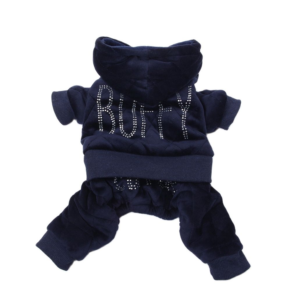 Hund katt sammet kappa jacka klänning strass katt valp fleece hoodie jumpsuit vinter varma kläder outfit