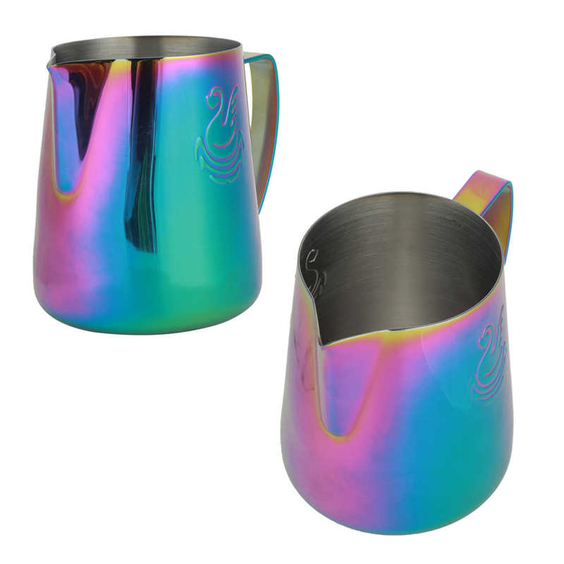 Tasse à lait tasse coloré épaissir acier inoxydable café lait mousse tasse pichet cruche pour la maison café Latte Art tasse à café