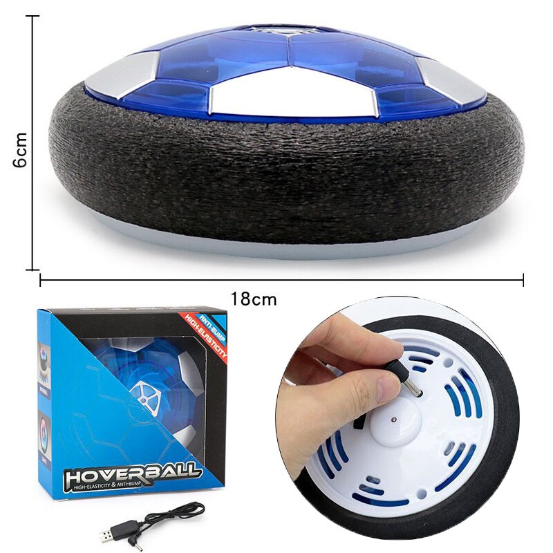 aria potenza librarsi pallone da calcio luce lampeggiante palla aria potenza giocattoli da calcio gioco a casa scivola calcio fatica palle da interno regalo ragazzo: 18cm USB charge