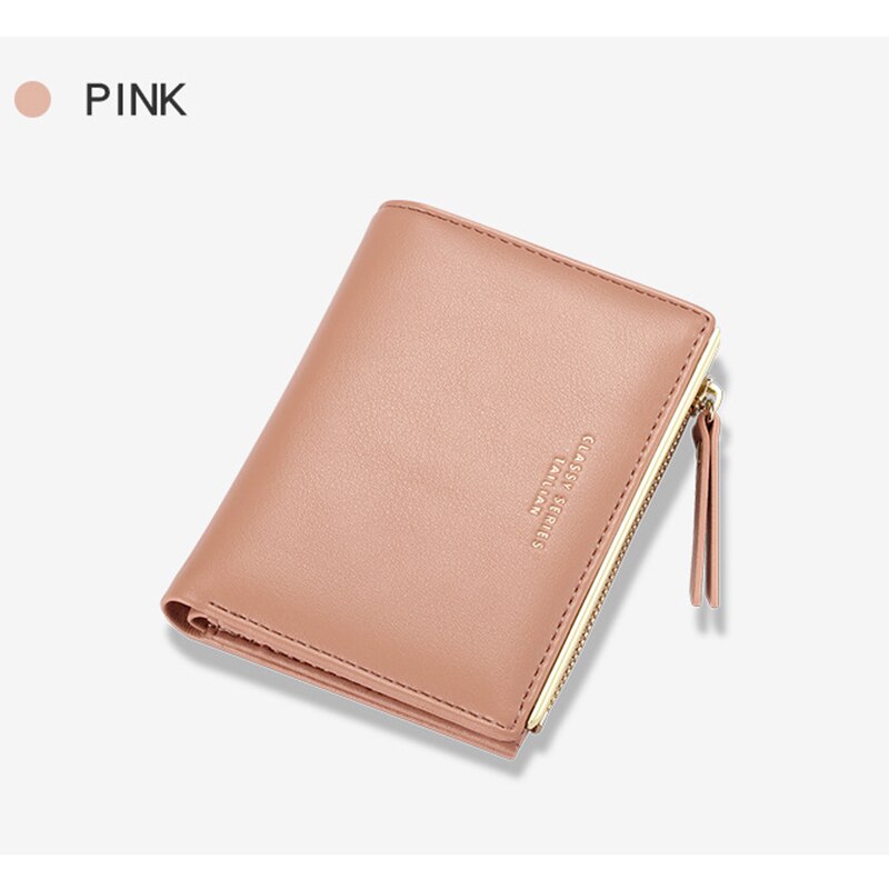 Portafoglio donna in pelle cerniera Hasp Mini stile grande capacità moda femminile borsa portamonete porta carte portamonete slot multi-card: Pink