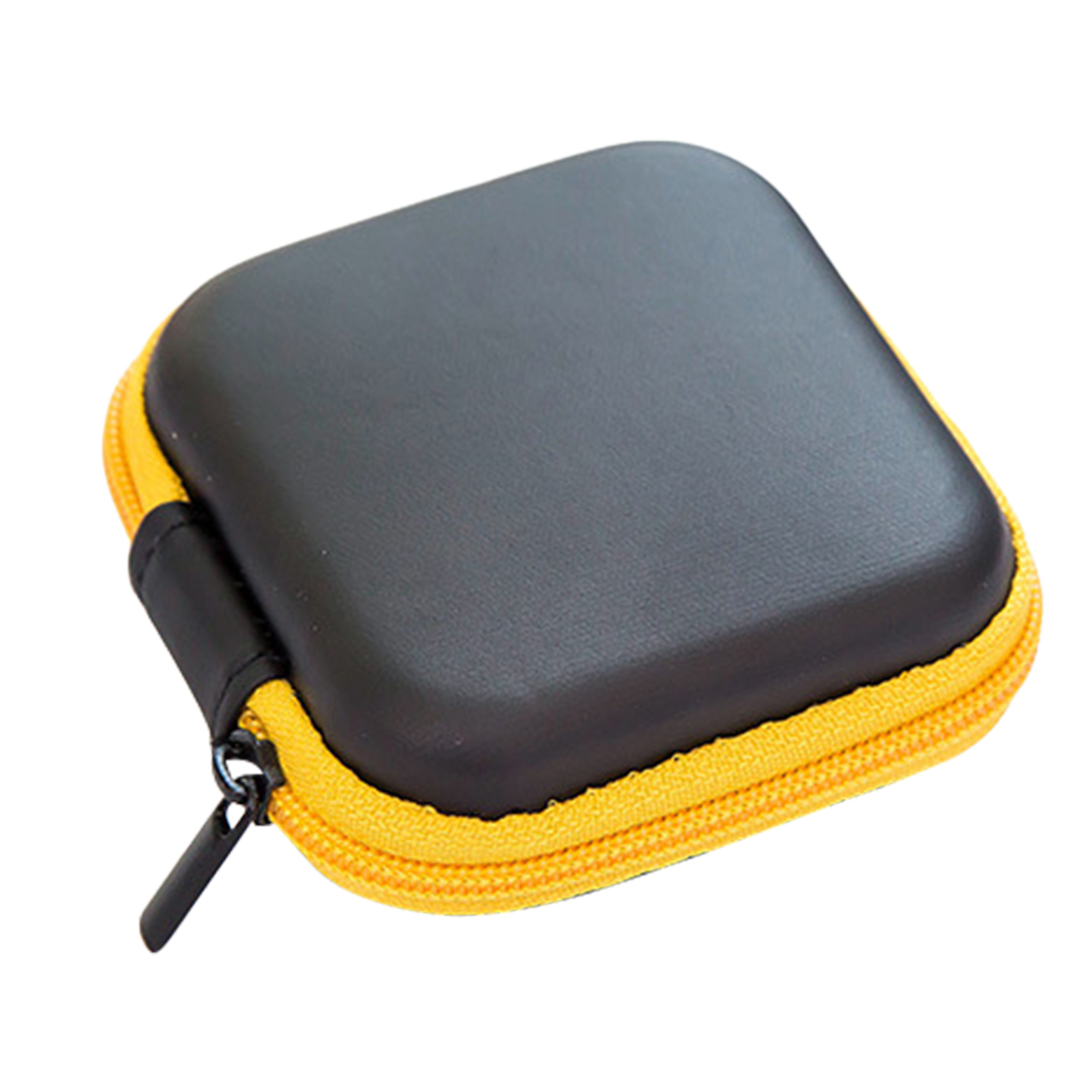 Mini Rits Hard Headphone Case Draagbare Oordopjes Pouch Box Pu Leer Oortelefoon Opbergtas Beschermende Usb Kabel Organizer: yellow