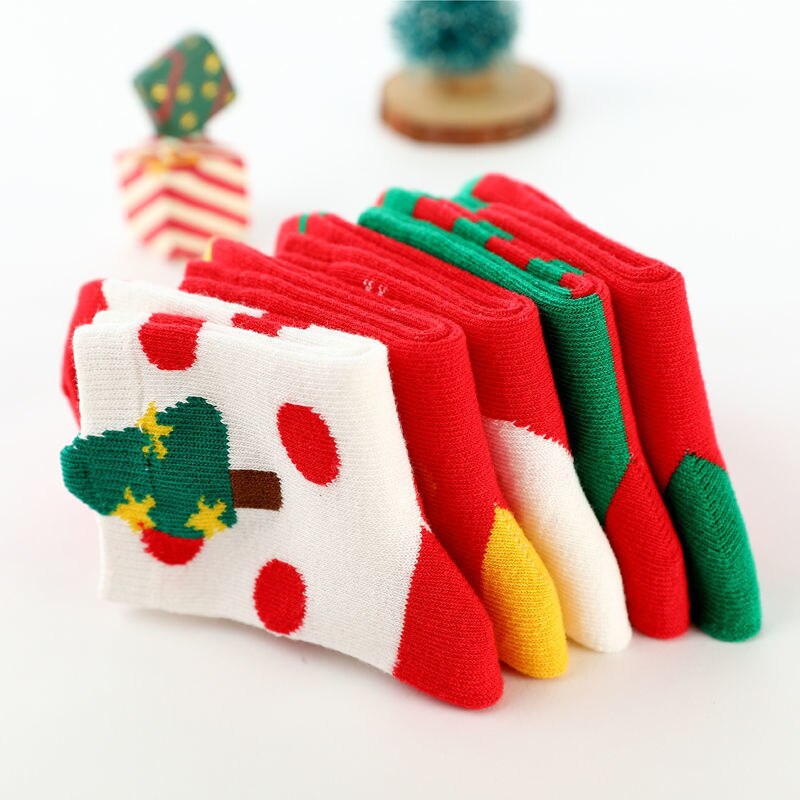 Calcetines gruesos de algodón para niños y niñas, medias cortas para mantener el calor, ideal para Navidad y Año , 5 pares