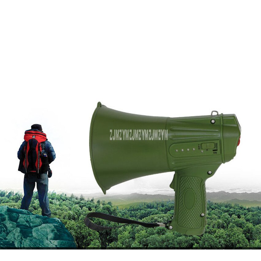 Army Green Portable Hand Speaker Megaphone Strap Grip Loudspeaker Recording Horn Outdoor Training Guide Speaker Loud Volume