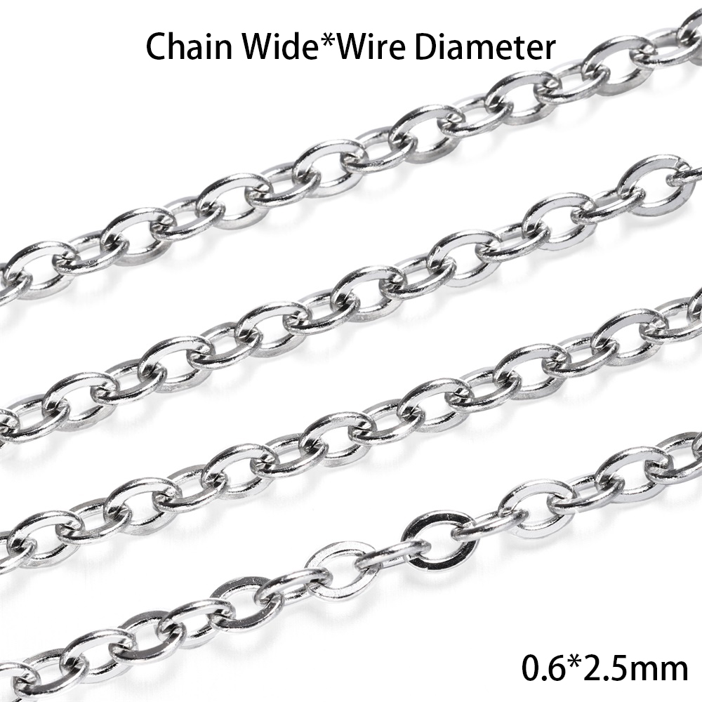 5 m/lote de cadena de acero inoxidable, cadenas de eslabones de varios estilos, nunca se decolora, cadena de collar a granel para hacer joyería DIY, accesorios: Castaño