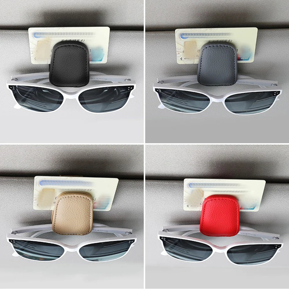 Pince à lunettes magnétique multifonction pour pare-soleil de voiture, pince à lunettes en cuir, porte-lunettes de soleil, cintre universel, accessoires intérieurs