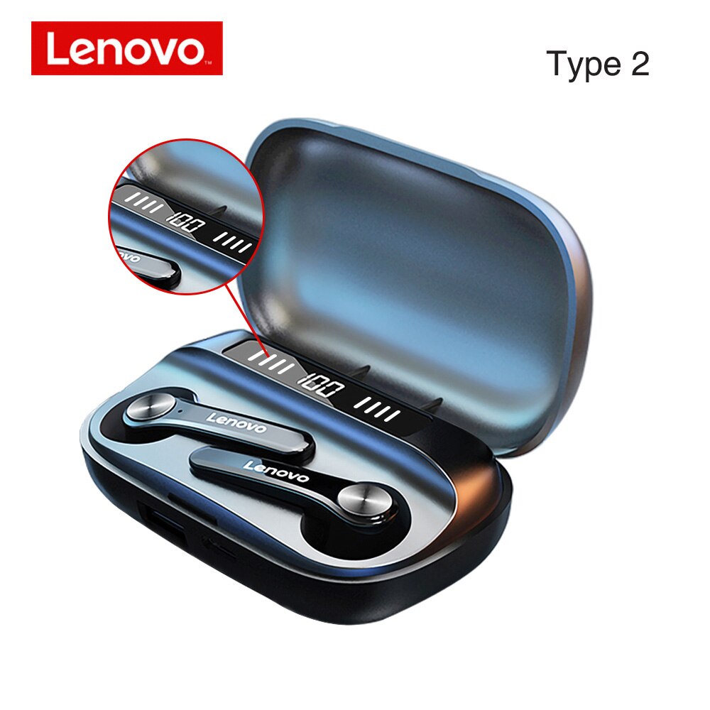 Lenovo-auriculares inalámbricos QT81 TWS, cascos con Bluetooth 5,0, Control táctil de graves profundos, resistentes al agua IPX4, reducción de ruido VS Lenovo LP2: Type 2 black