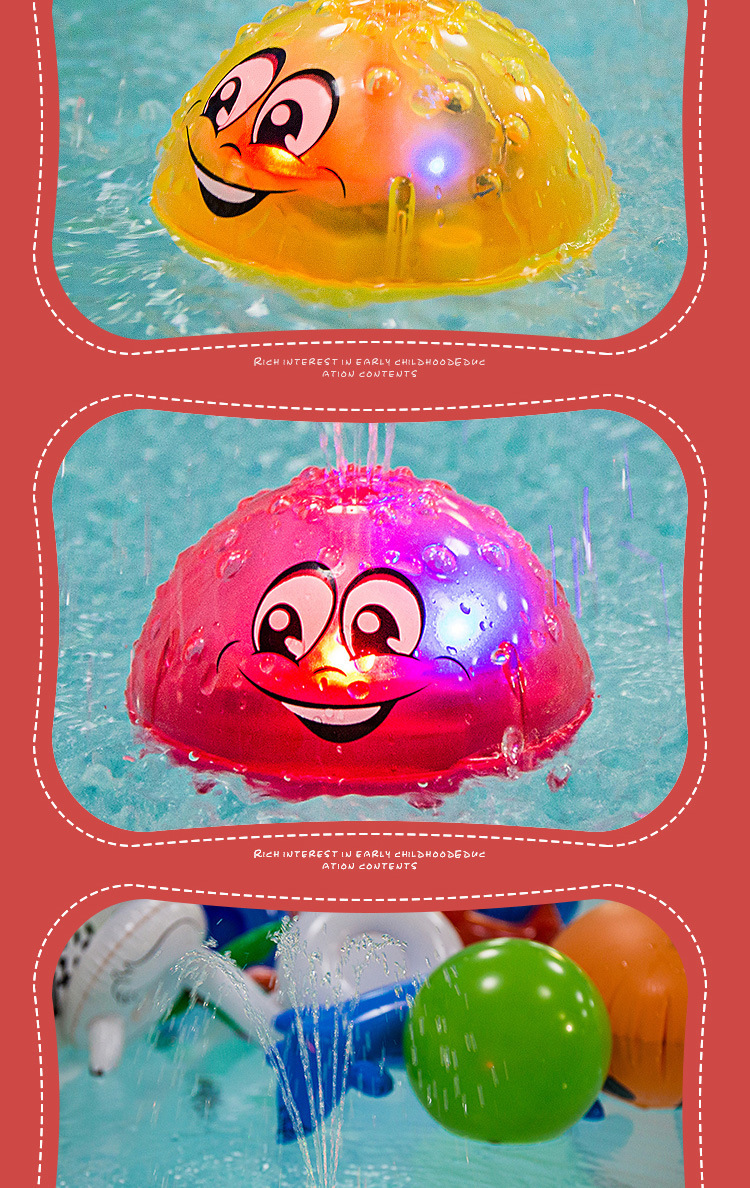 Water and land two play baby bath toy electric light toy induction squirt ball baby shake sound bath toy