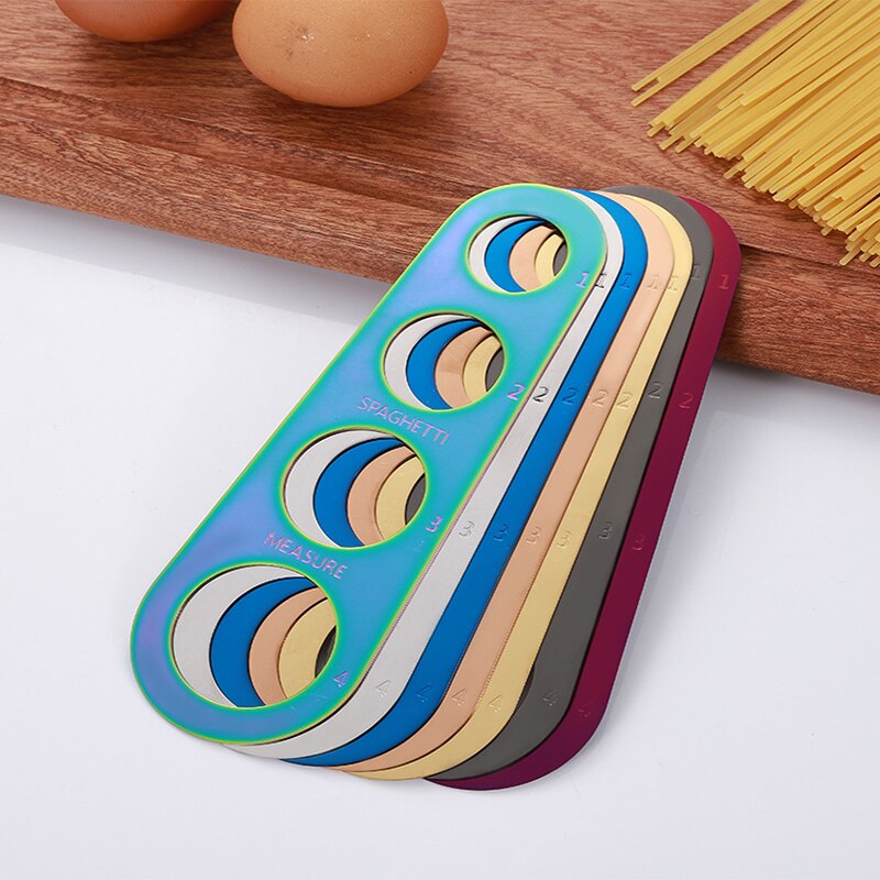 1Pcs Stainless Steel Easy Clearing Pasta Ruler Measuring Tool 4 Hole Spaghetti Measurer Cooking Supplies Control Tools