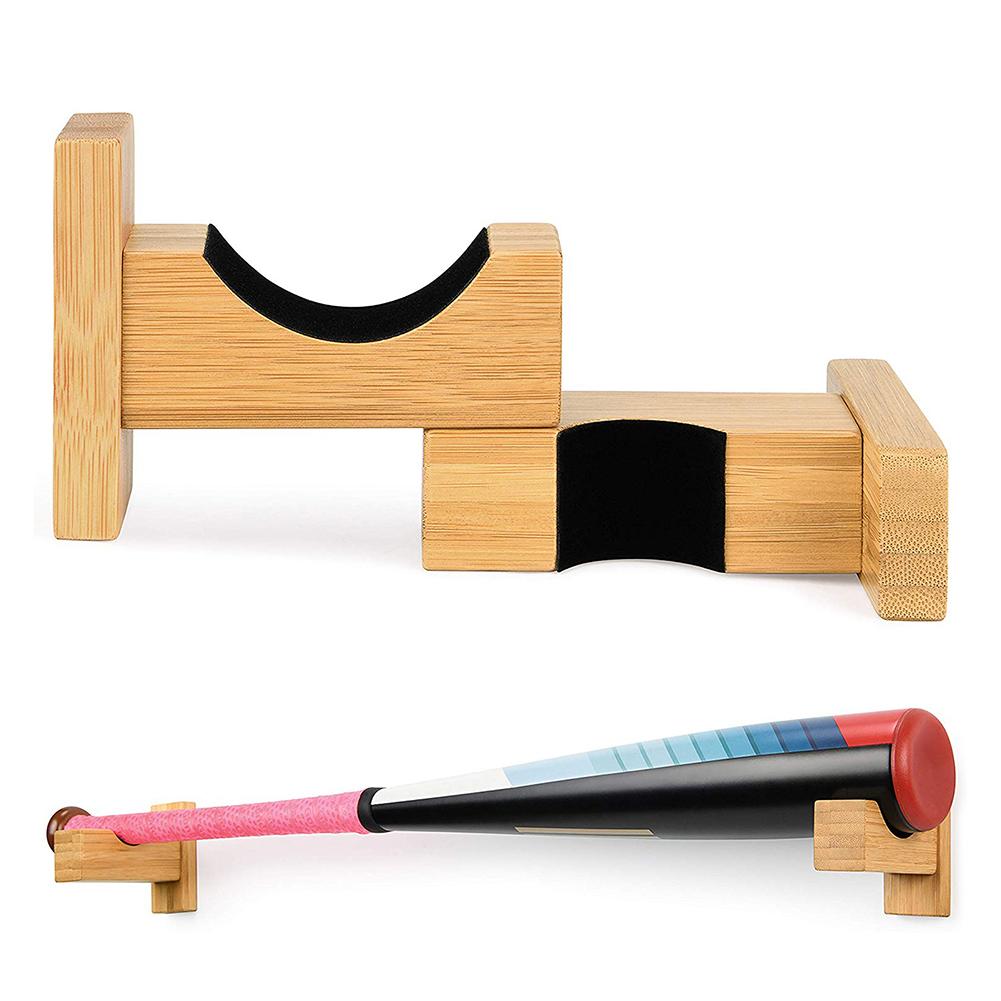 2PCS Baseball Bat Display Rack Wall Mounted Bat Holder Bamboo Bat Display Case Placing Baseball Bat Softball Bat Hockey Stick