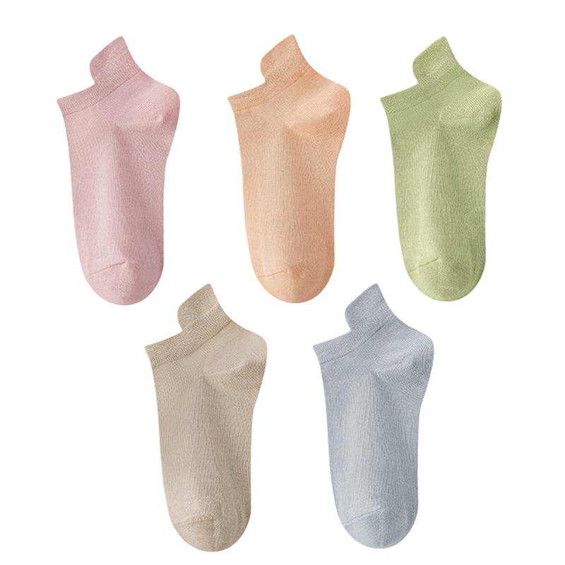 10pieces=5 Pairs Women Socks Casual Breathable Ankle Sock Summer Low Cut Cotton Thin Short Elastic Sox calcetines: Navy Blue