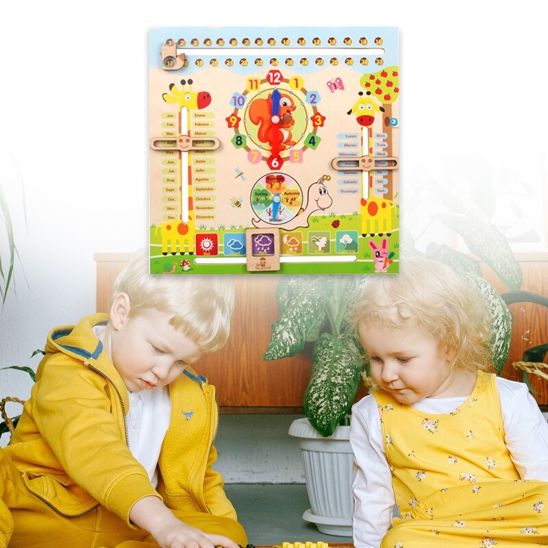 Educational Toys for 3 Year Old, Learning Clock for Kids, All About Today Board, Teaching Time Monthly Calendar