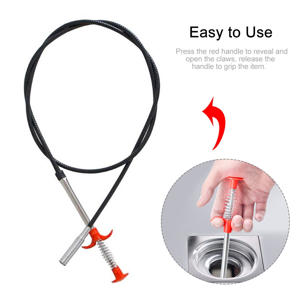 Pick Up Reacher Tool Dredging Garden Home Sink Bendable Hose With 4 Claws Flexible Grabber Kitchen Long Curve Assist Drains