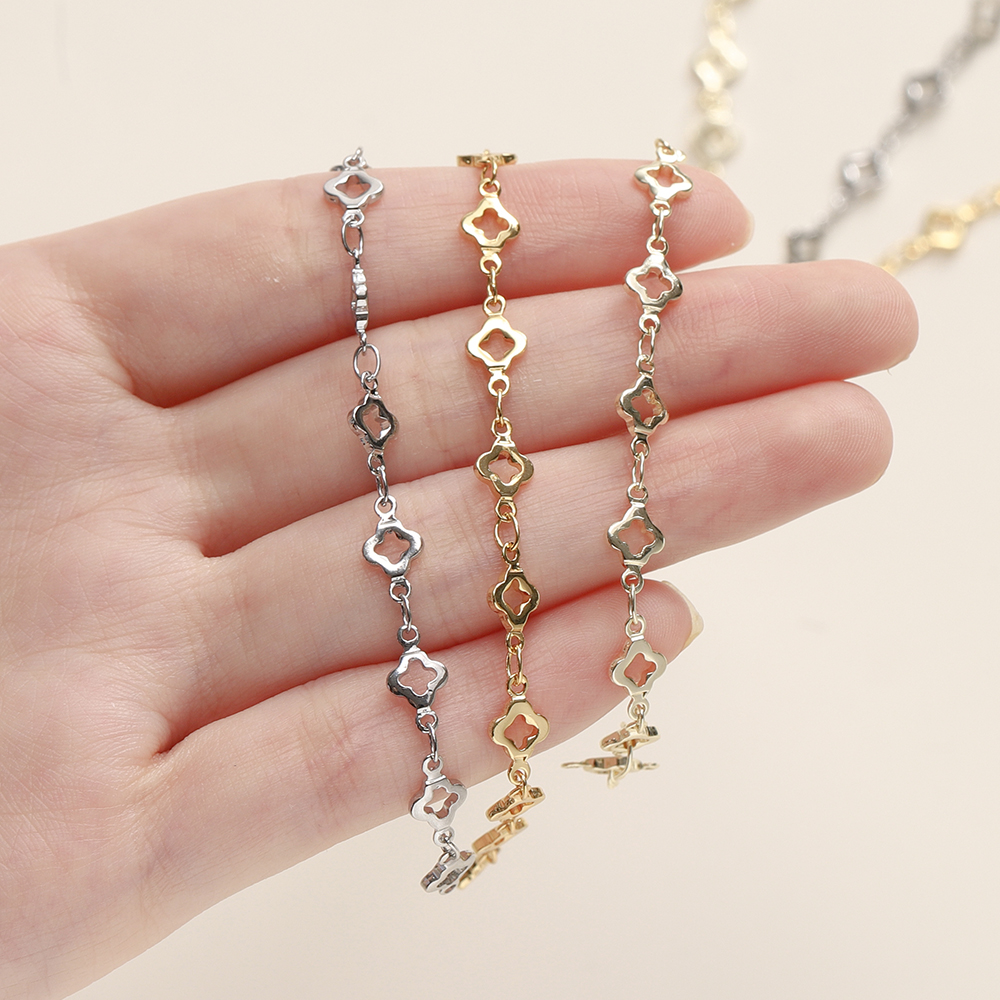 1 metro/paquete 5,5 MM 14/18K cadena rombo de latón chapado en oro para la fabricación de joyas collar pulseras cadena suministros para fabricación de joyas