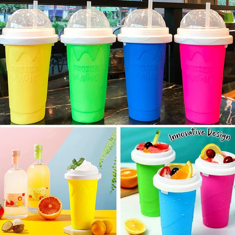 Quick-Frozen Squeeze Cup Slushy Maker Ice Cream Maker Slushy Cup With Bottle Cooling Maker Smoothie Supplies Squeeze Straw A3Y0