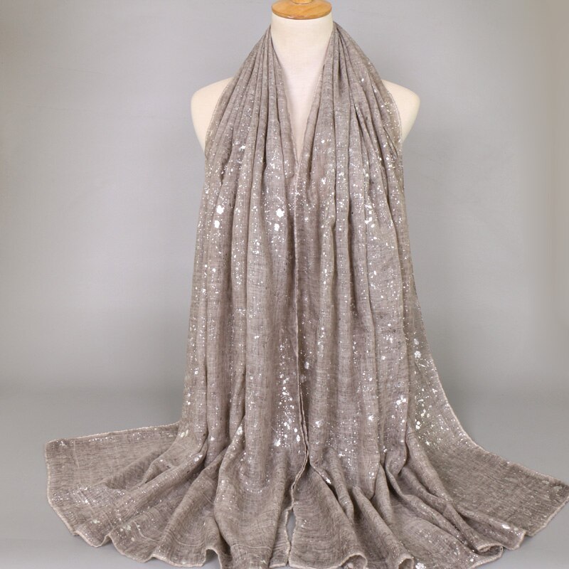 Damer almindelig shimmer sølv bomuld sjal tørklæde vinter bling zig zag oversize tyk wrap hijab muslim sjaal: 8