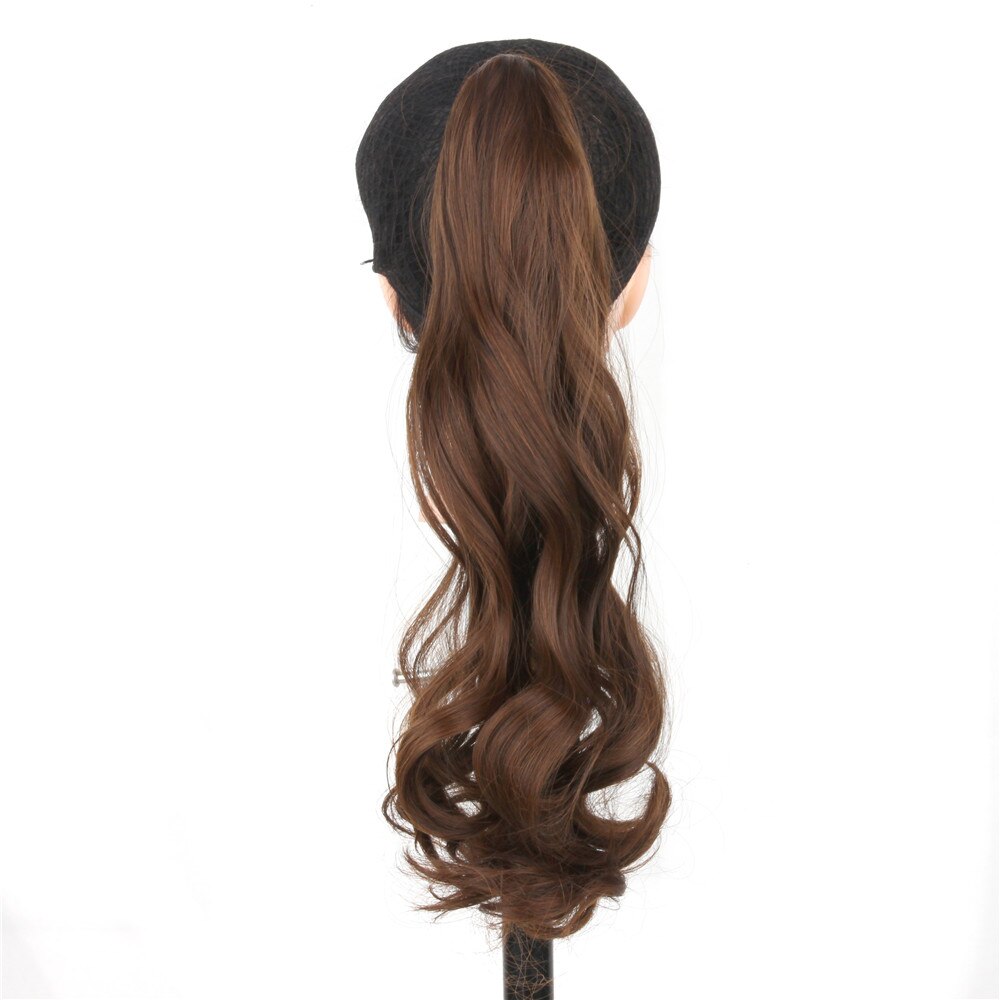Lange Golvende Wrap Paardenstaart Hair 24 Inch Synthetisch Clip In Haarstukken Binding Paardenstaart Extensions Voor Vrouwen Meisjes