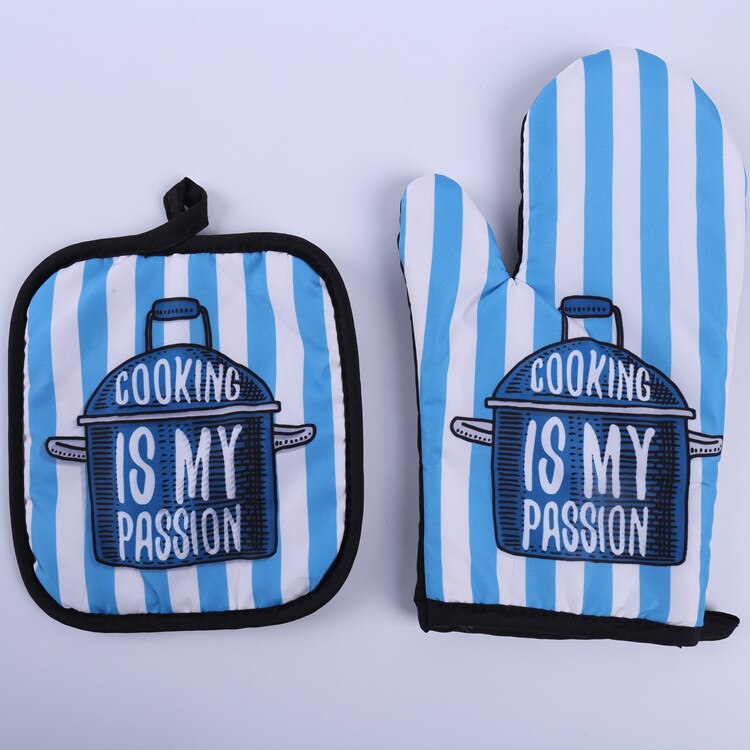2pc/set Microwave Baking BBQ Glove Cotton Cute Oven Mitts Heat Resistant Linen Potholders Non-slip Kitchen Cooking Tools Mitten: COOKING