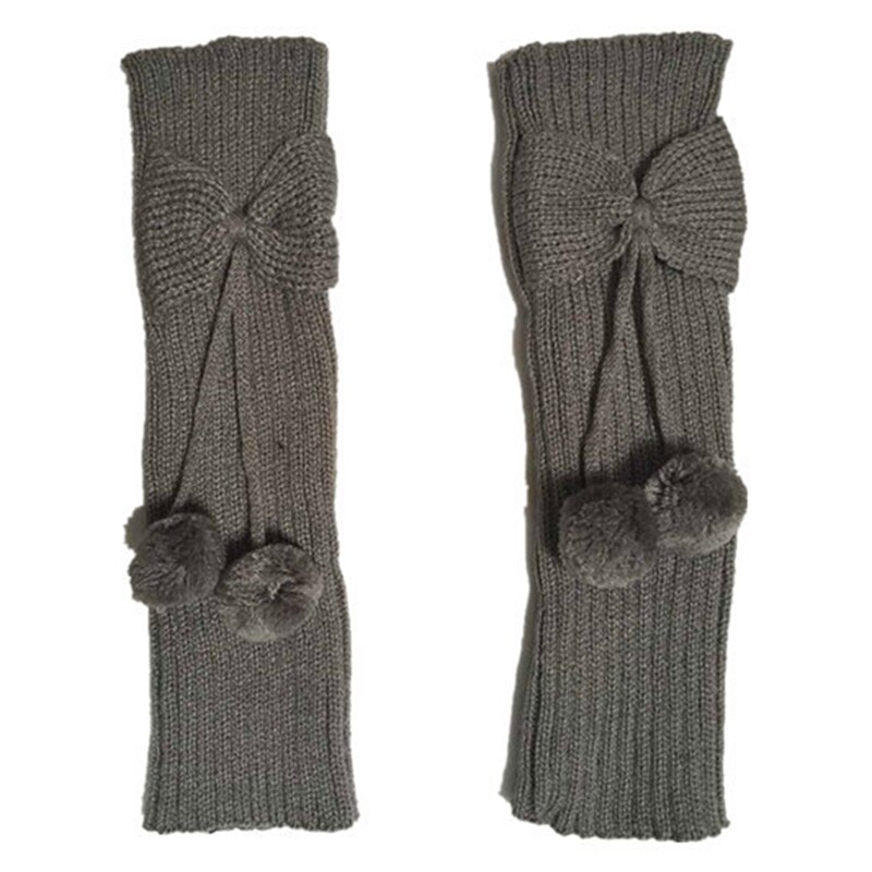 Scaldamuscoli Bowknot per bambini invernali per bambini maniche a pompon lavorate a maglia coprigambe moda ginocchiere per bambini: Light gray