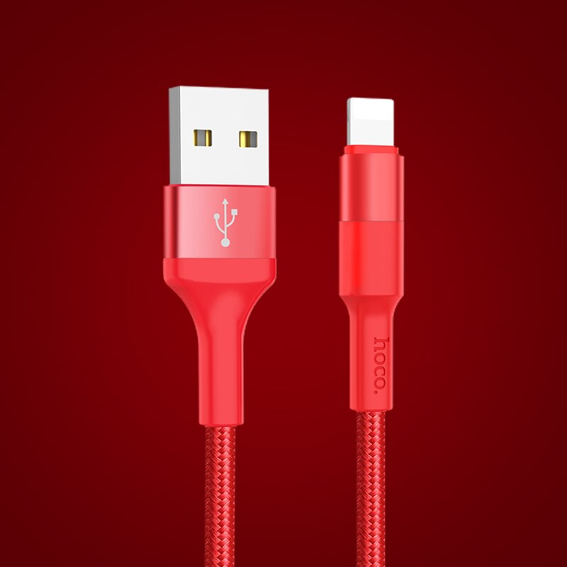 HOCO USB Kabel Voor iPhone 11X8 7 6 5 6s plus Snelle Oplaadkabel Telefoon USB Data kabel Voor Apple IOS 11 iPad USB Lader Kabel: Rood